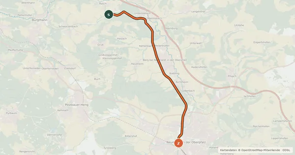 Kartenübersicht der Radroute König-Ludwig-Radweg