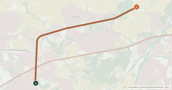 Kartenübersicht der Radroute König-Ludwig-Trasse (2. Bauabschnitt)