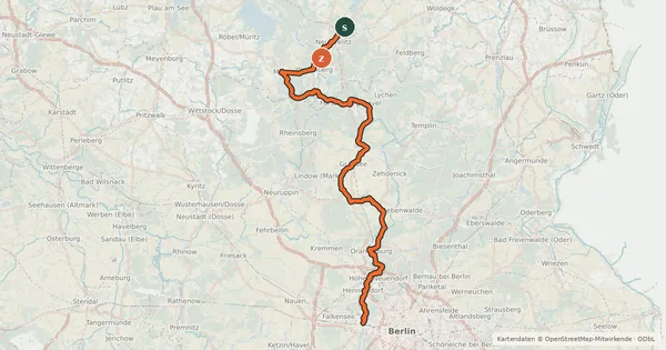 Kartenübersicht der Radroute Königin-Luise-Route