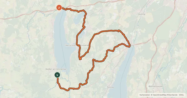 Kartenübersicht der Radroute Königlich-bayerische Radltour