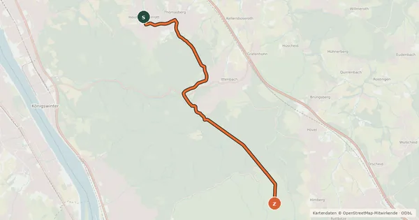 Kartenübersicht der Radroute Königswinter Heisterbacherrott (10) - Bad Honnef Himberg (11)