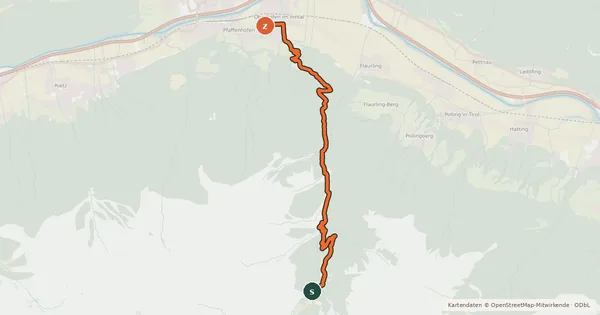 Kartenübersicht der Radroute Kohlerkapelle-Flaurlinger Alm