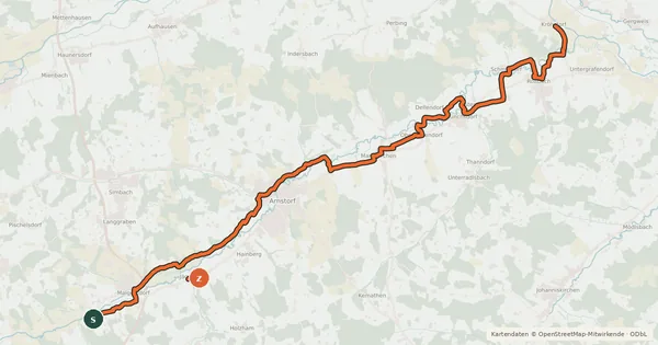Kartenübersicht der Radroute Kollbach - Radweg