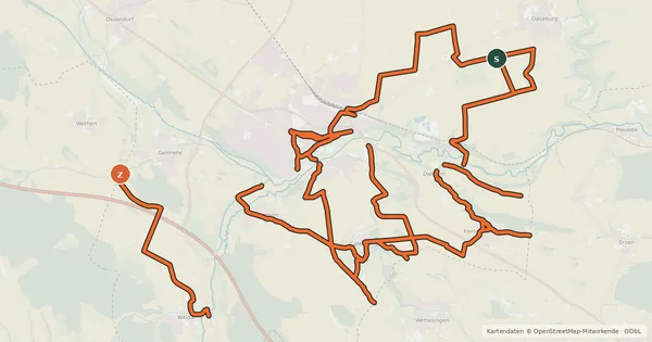 Kartenübersicht der Radroute Kommunales Radverkehrsnetz Warburg