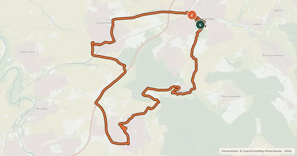 Kartenübersicht der Radroute Korber-Kopf-Route