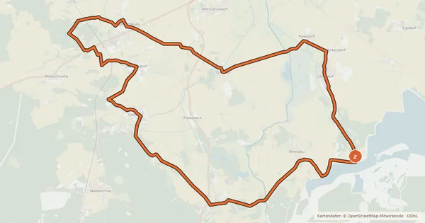 Kartenübersicht der Radroute Kornradenweg