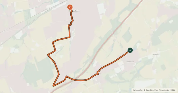 Kartenübersicht der Radroute KPN Holzwickede (36) - (42) Holzwickede