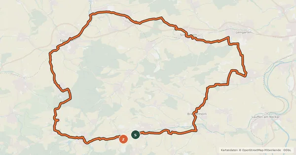 Kartenübersicht der Radroute KR1 Heuchelberg-Runde