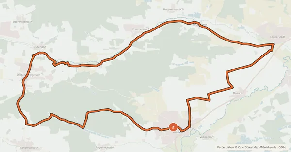 Kartenübersicht der Radroute Kräuter-Rundweg Uehlfeld