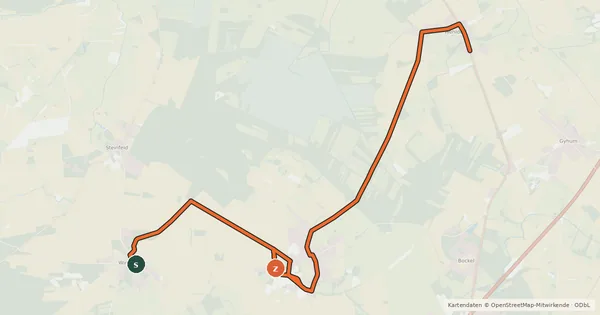 Kartenübersicht der Radroute Kräuterregion Wiesteniederung Radweg