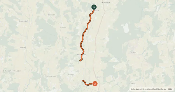 Kartenübersicht der Radroute Kraftquellentour