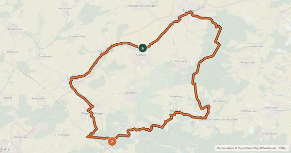 Kartenübersicht der Radroute Kraichgau-Blick-Tour