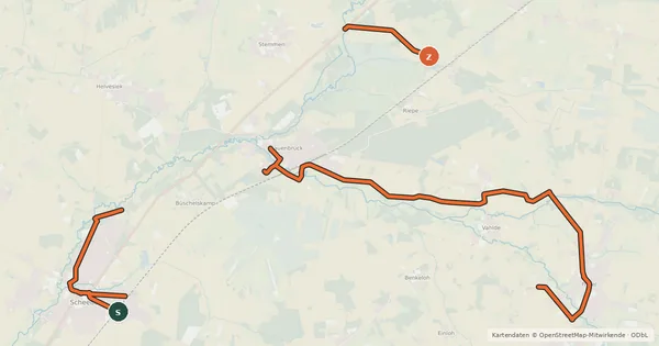 Kartenübersicht der Radroute Kranich-Route Radweg