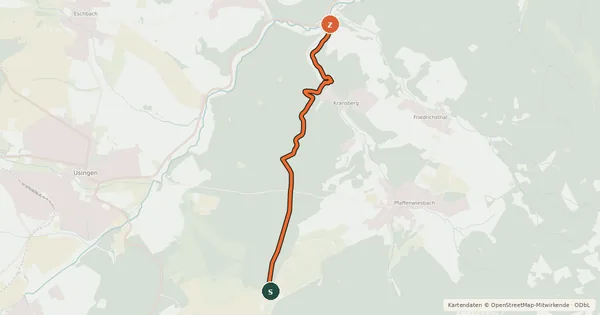 Kartenübersicht der Radroute Kransberg - Wehrheim