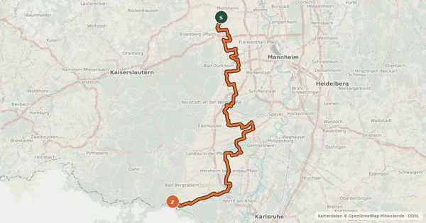 Kartenübersicht der Radroute Kraut und Rüben Radweg