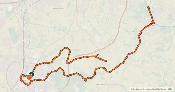 Kartenübersicht der Radroute Kreis Herford - Geschichts-Route 4 (Von Mobilität und Gewerbe)