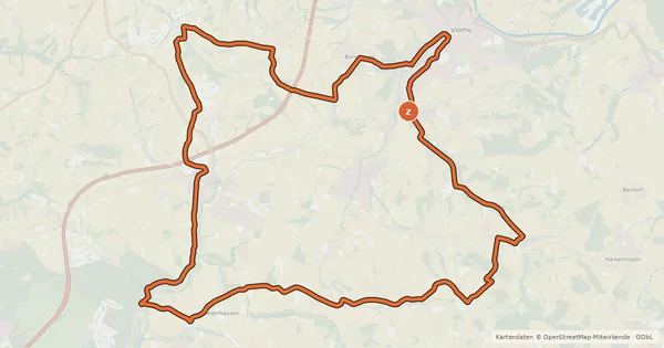 Kartenübersicht der Radroute Kreis Herford - Tagestour 1 (Vlotho sportlich)