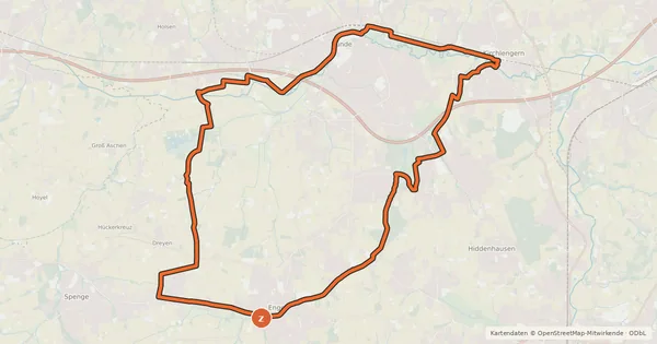 Kartenübersicht der Radroute Kreis Herford - Tagestour 4 (Landschaftstour zwischen Bünde und Enger)