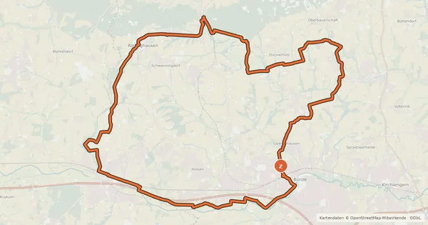 Kartenübersicht der Radroute Kreis Herford - Tagestour 5 (Kulturlandschaft zwischen Elseaue und Wiehengebirge)