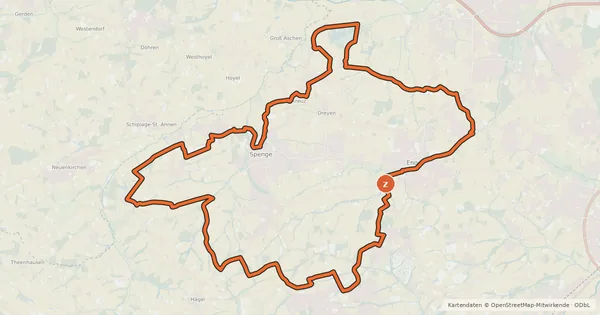 Kartenübersicht der Radroute Kreis Herford - Tagestour 6 (Enger, Spenge und das Hücker Moor)