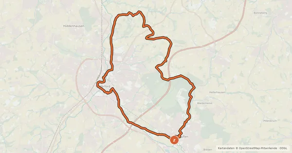 Kartenübersicht der Radroute Kreis Herford - Tagestour 8 (Herford und der Nordosten)