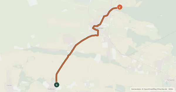 Kartenübersicht der Radroute Kremmen (34) - Kremmen (37)