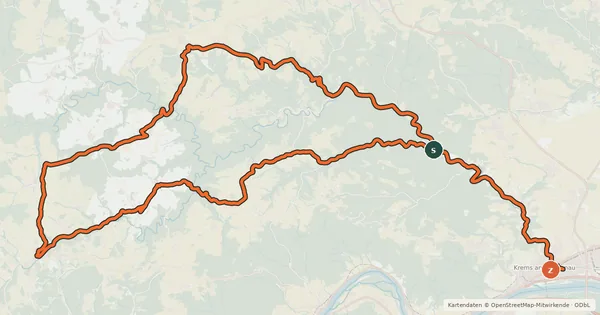 Kartenübersicht der Radroute Kremstal Radweg