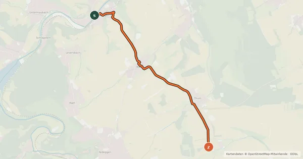 Kartenübersicht der Radroute Kreuzau (01) - Nideggen (75)