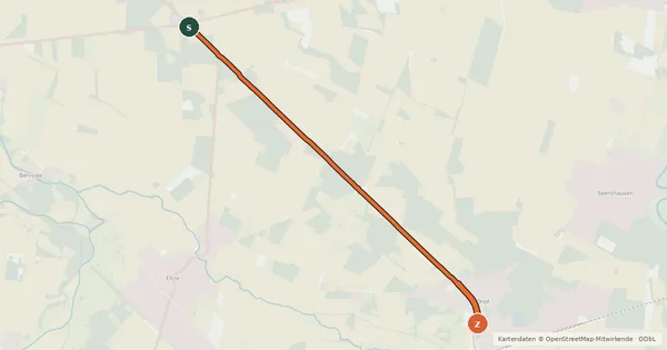 Kartenübersicht der Radroute Kreuzung B214 X B188 (00) - Ohof (63)