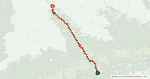 Kartenübersicht der Radroute Kristeinertal
