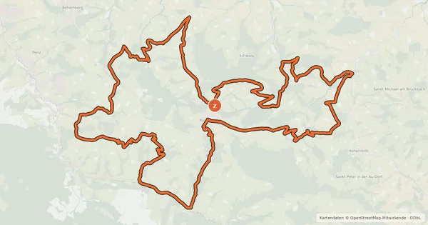 Kartenübersicht der Radroute Kürnberger Panorama-Strecke