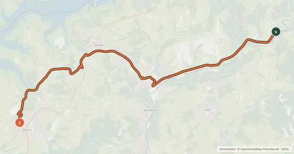 Kartenübersicht der Radroute Kürten (39) - Kürten (60)