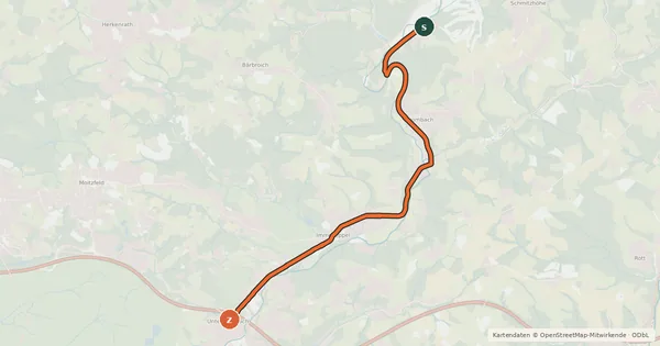 Kartenübersicht der Radroute Kürten (53) - Overath (79)