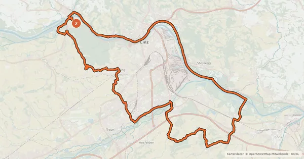 Kartenübersicht der Radroute Kul-Tour um Linz