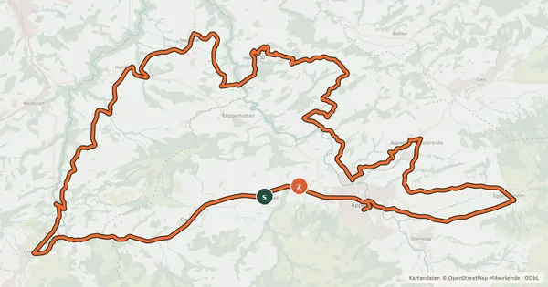 Kartenübersicht der Radroute Kulinarische Appenzeller Route