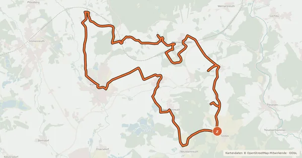 Kartenübersicht der Radroute Kulmainer Radrundweg