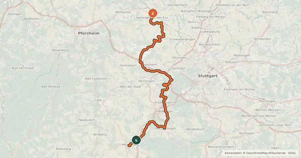 Kartenübersicht der Radroute Kult.Tour.Radweg