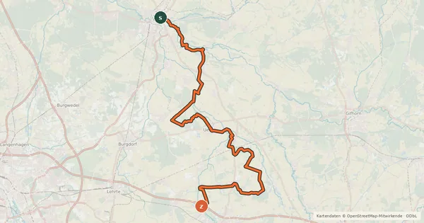 Kartenübersicht der Radroute Kulturroute Hannover, Alternativroute - Durch das Burgdorfer in das Peiner Land
