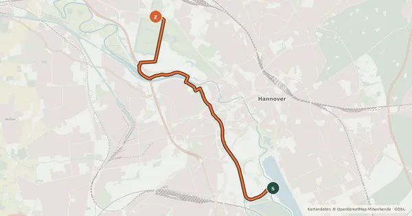 Kartenübersicht der Radroute Kulturroute Hannover, Ergänzungsroute - Herrenhäuser Gärten