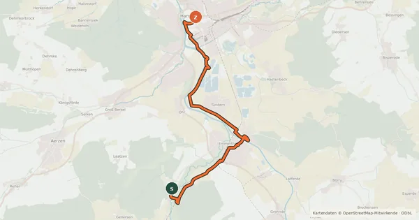Kartenübersicht der Radroute Kulturroute Hannover, Ergänzungsroute - Schloss Hämelschenburg