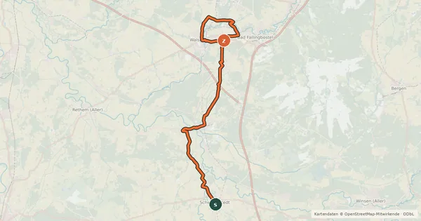Kartenübersicht der Radroute Kulturroute Hannover, Ergänzungsroute - Von der Aller in die Heide
