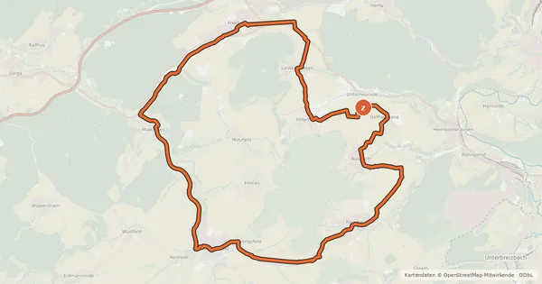 Kartenübersicht der Radroute Kuppenrhön-Tour