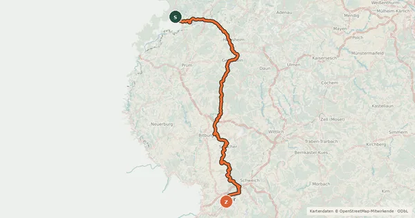 Kartenübersicht der Radroute Kylltal-Radweg