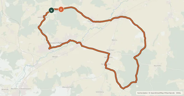 Kartenübersicht der Radroute Labertal-Tour