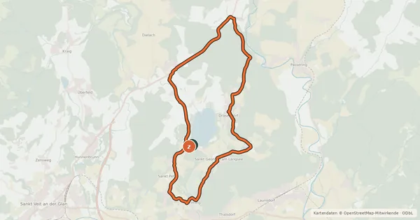 Kartenübersicht der Radroute Längsee Tour