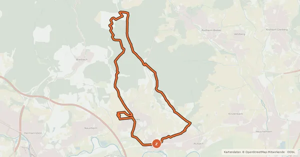 Kartenübersicht der Radroute Lahnau-Tour
