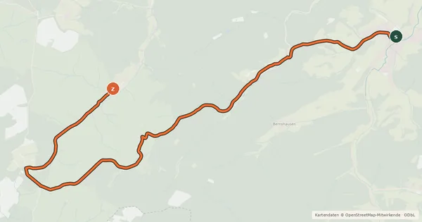 Kartenübersicht der Radroute Lahnquelltour