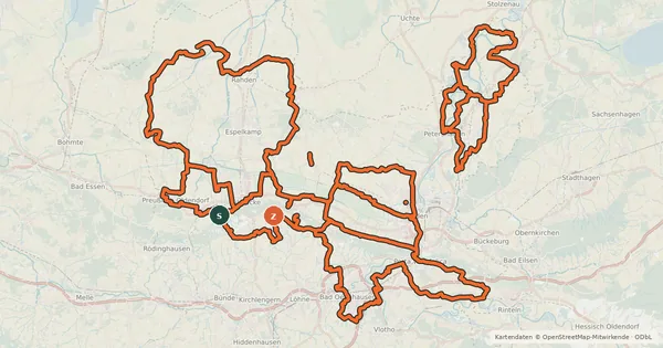 Kartenübersicht der Radroute LandArt-Route