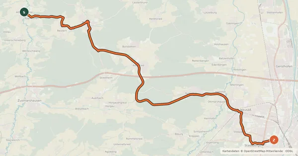 Kartenübersicht der Radroute Landrat-Dr.-Frey-Radweg