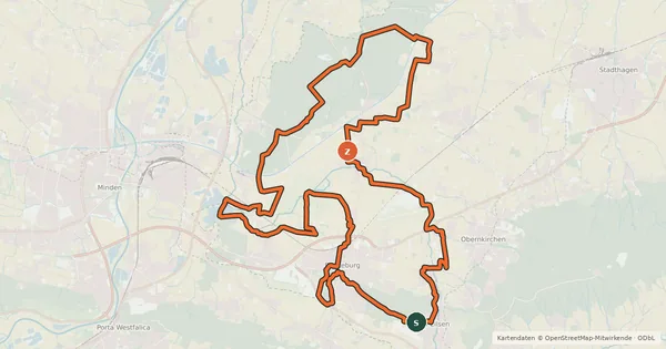 Kartenübersicht der Radroute Landtour Bückeburg